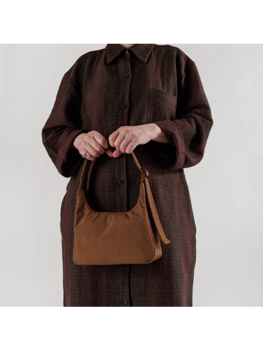 Baggu Brown Soft Shoulder Bag - Women's Hobo Handbag - Picture 2 of 5